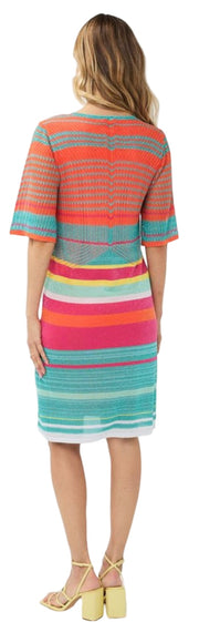 Multi Stripe Vneck Knit Dress