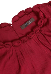 Round Neckline Accent Billowy Blouse