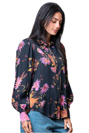 Floral Print L/S Button Down Top