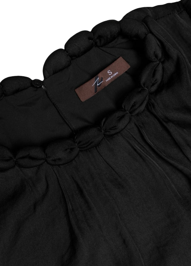 Round Neckline Accent Billowy Blouse