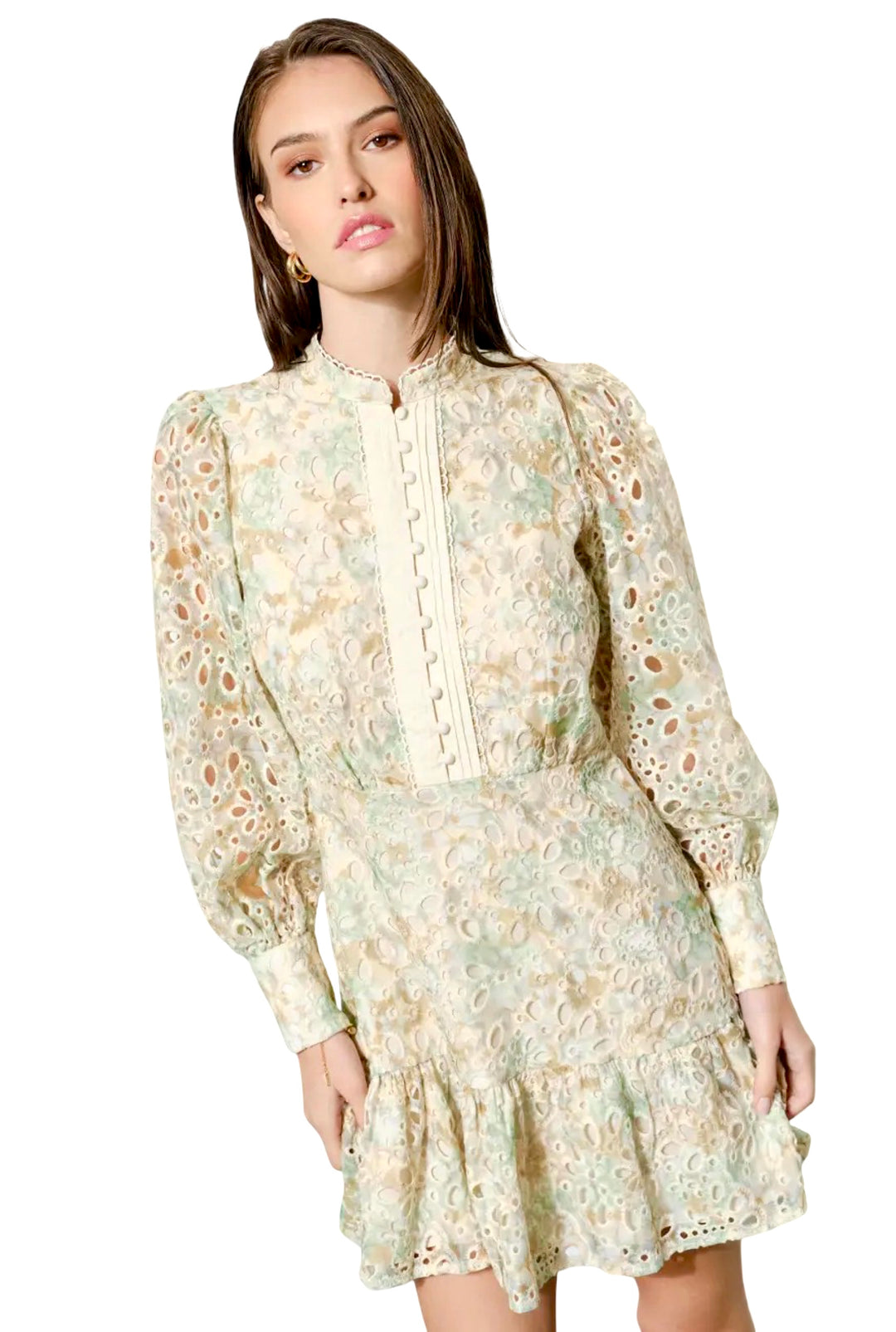 floral lace mock neck mini dress Aqua Floral Lace Mock Neck Mini Dress -Exclusive - Black