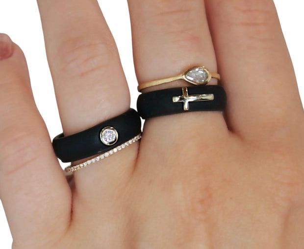 Silicone Band w/ 14kt Gold Sideways Cross