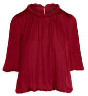 Round Neckline Accent Billowy Blouse