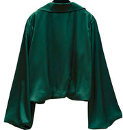 Satin Blouse w/ Balloon Sleeves