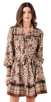 TIERED MINI DRESS WITH PINTUCK NECKBAND