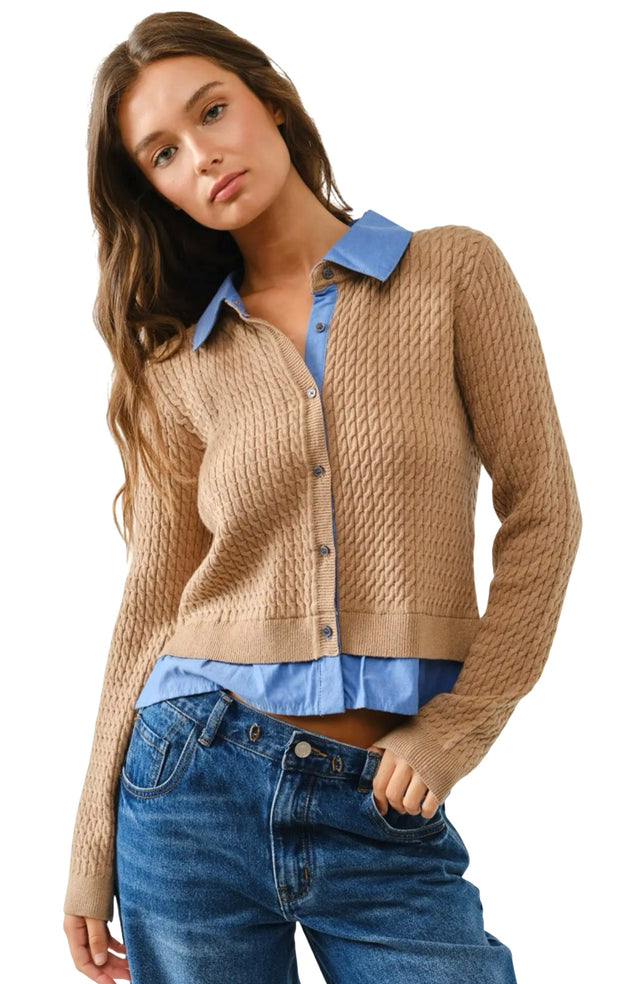 Cable Mixed Media Cardigan