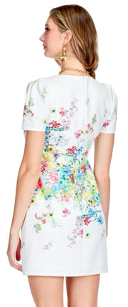 V Neck  Floral Fitted Dress