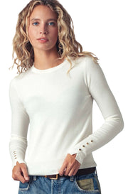 Polished Button Cuff Slim Knit Top