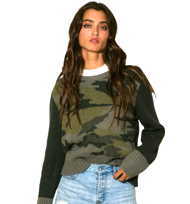 Color Block Camo Sweater