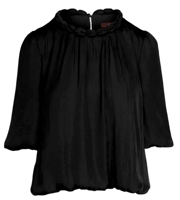 Round Neckline Accent Billowy Blouse