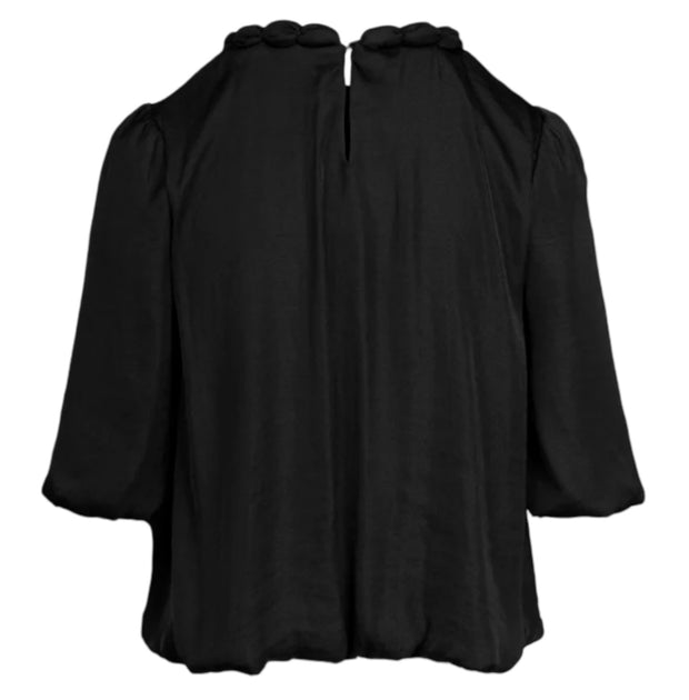 Round Neckline Accent Billowy Blouse