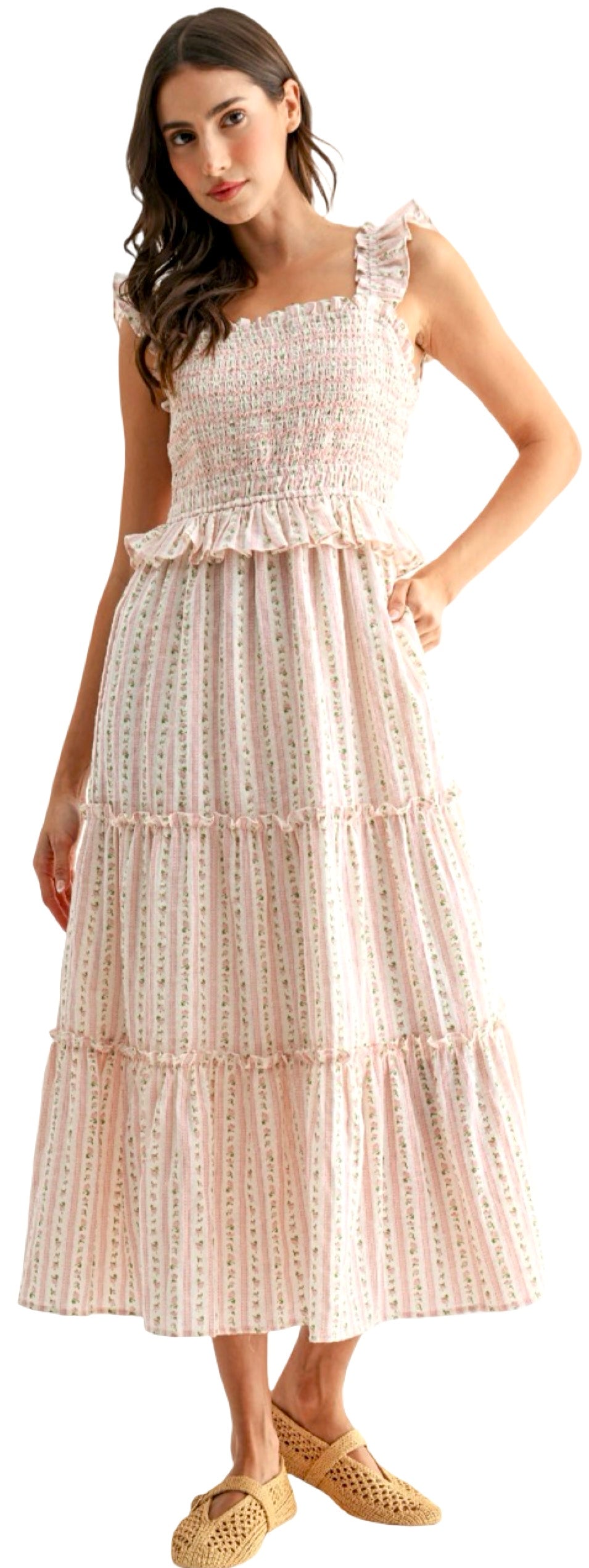 smock tiered maxi dress Tiered Maxi Dress with Smocked Bodice – RainTree Boutique