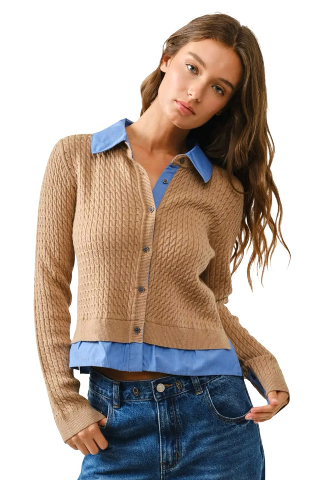 Cable Mixed Media Cardigan
