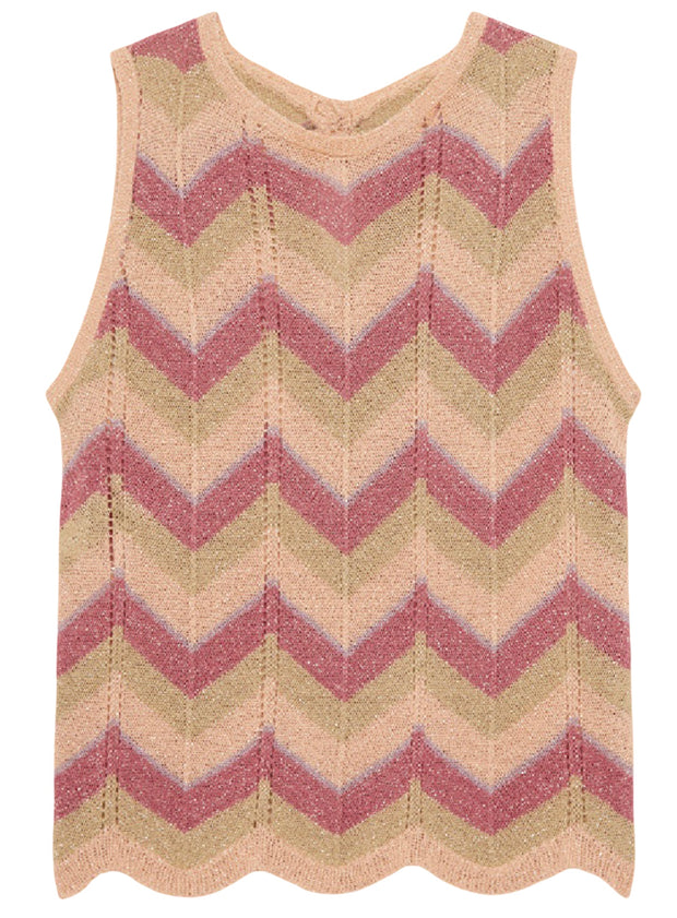 Jacquard ZigZag Knit Top