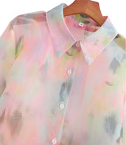 Pastel Print Button Front Shirt