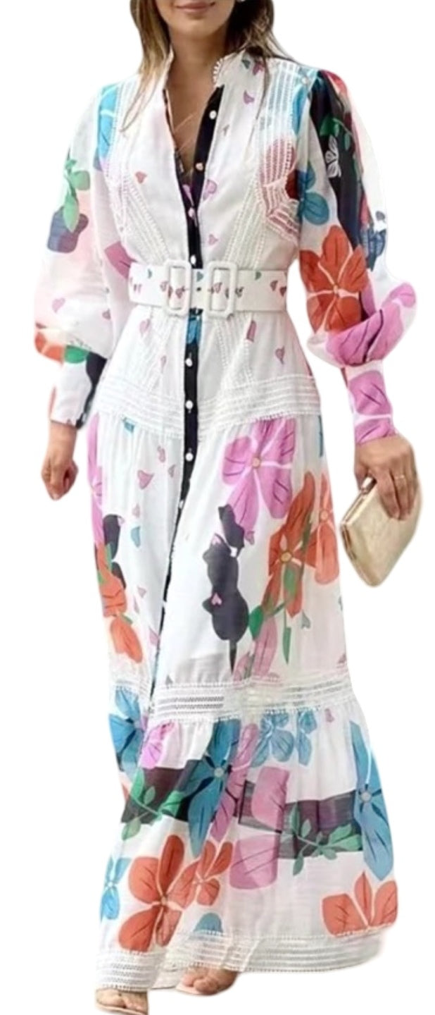 Butterfly Sleeve Floral Maxi Dress