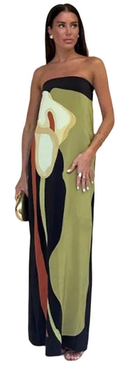 Strapless Abstract Maxi Dress