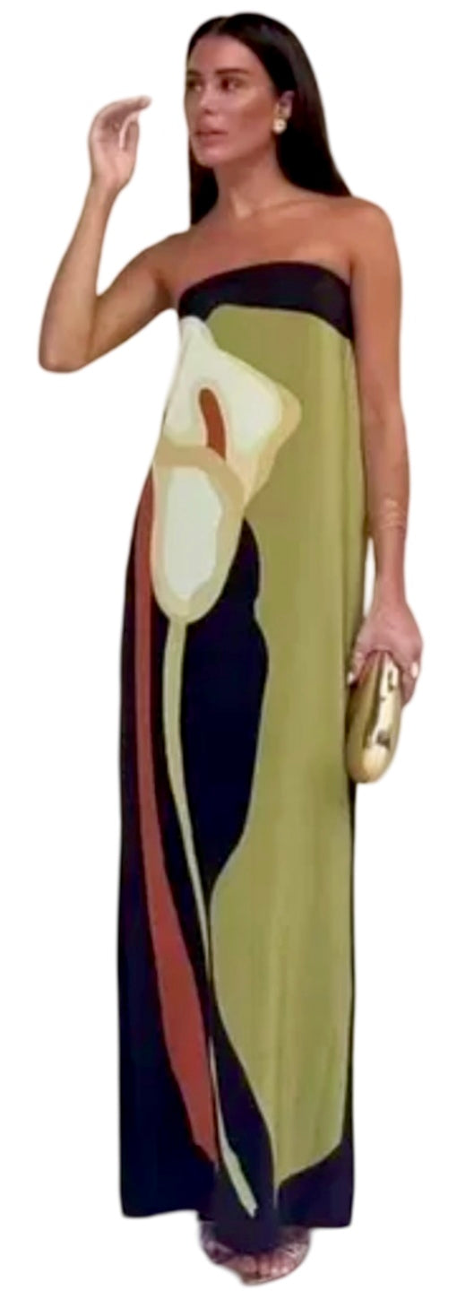 Strapless Abstract Maxi Dress