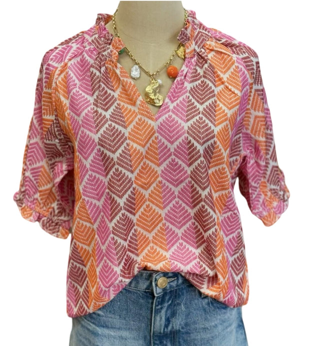 Ombre Pattern Vneck Top