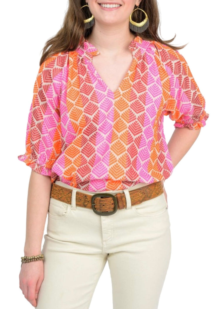 Ombre Pattern Vneck Top