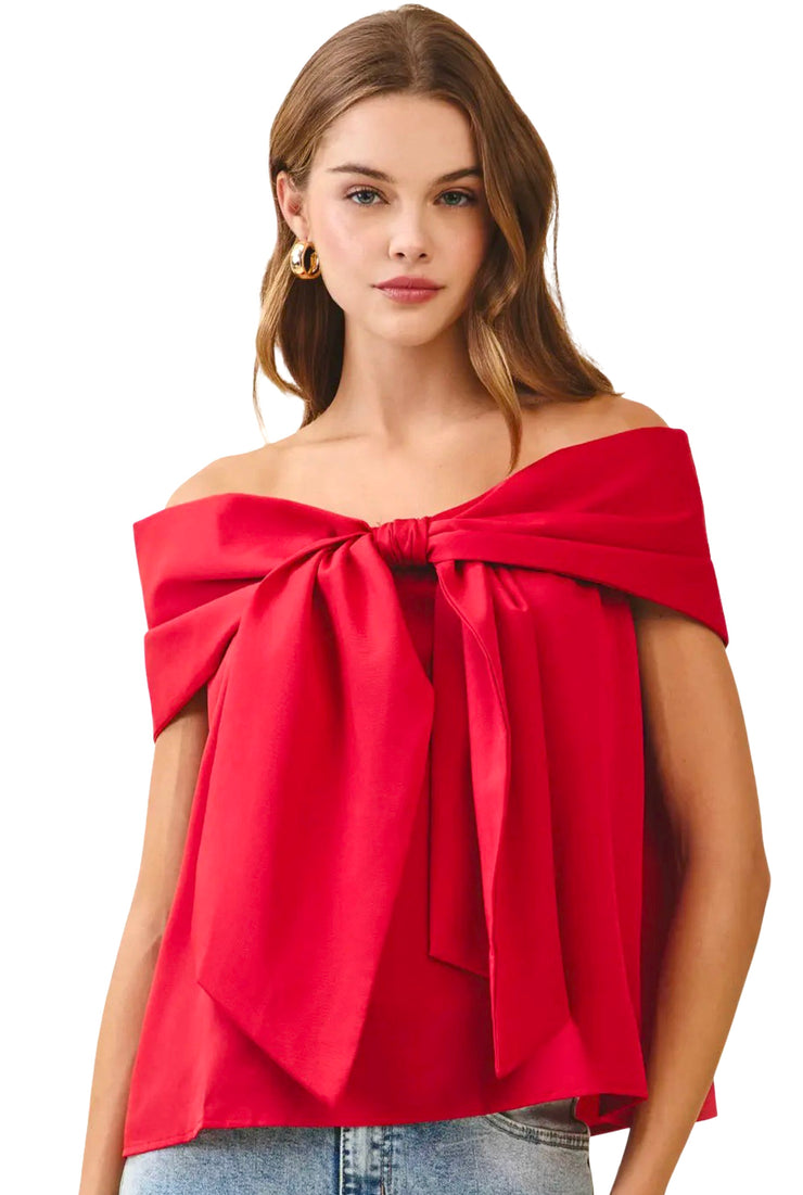 Bow Accented Off The Shoulder Top