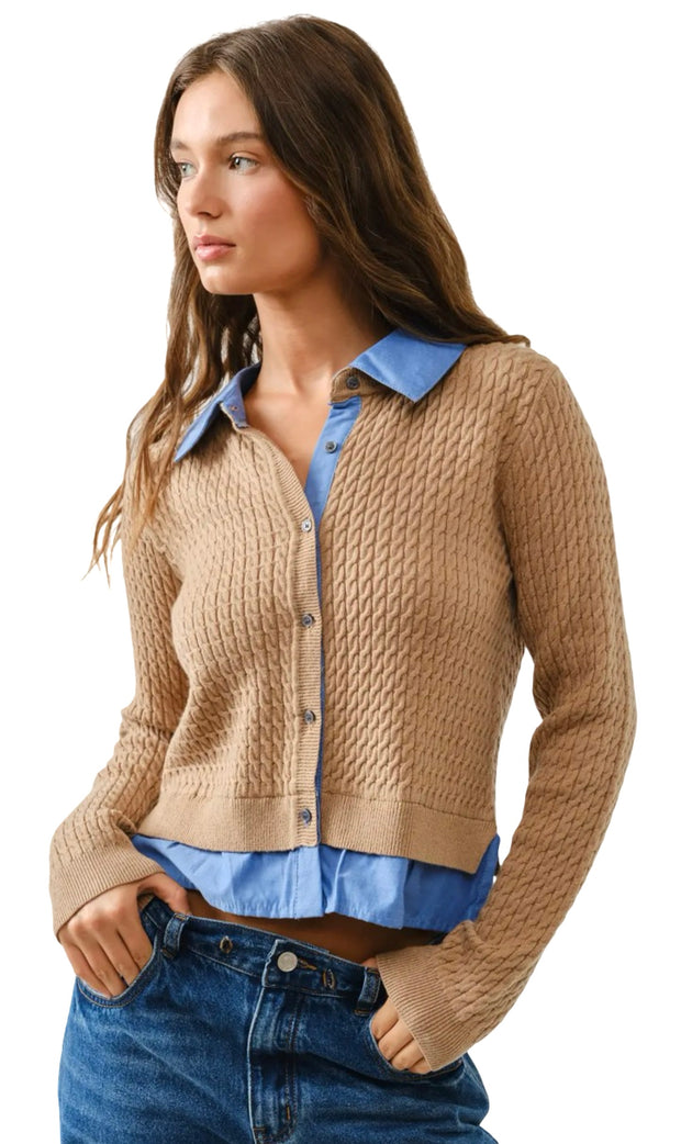 Cable Mixed Media Cardigan