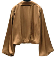 Satin Blouse w/ Balloon Sleeves