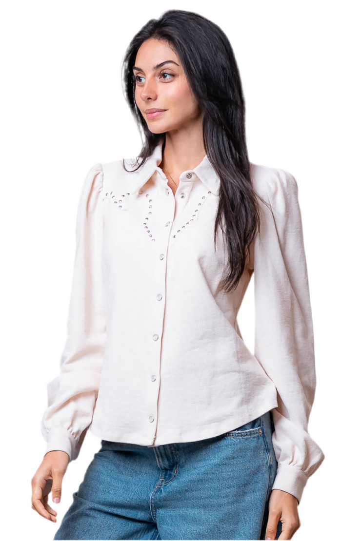 Long Sleeve w/ Stud Detail Blouse