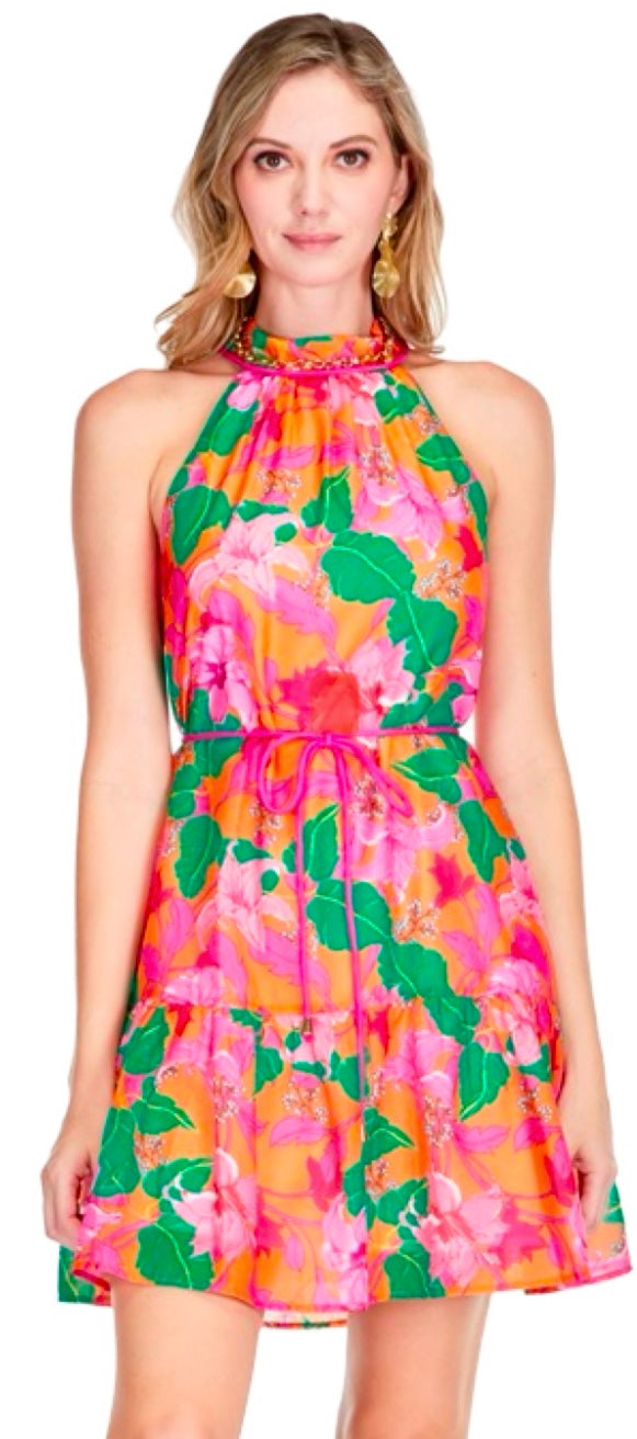 Floral Print Halter Dress