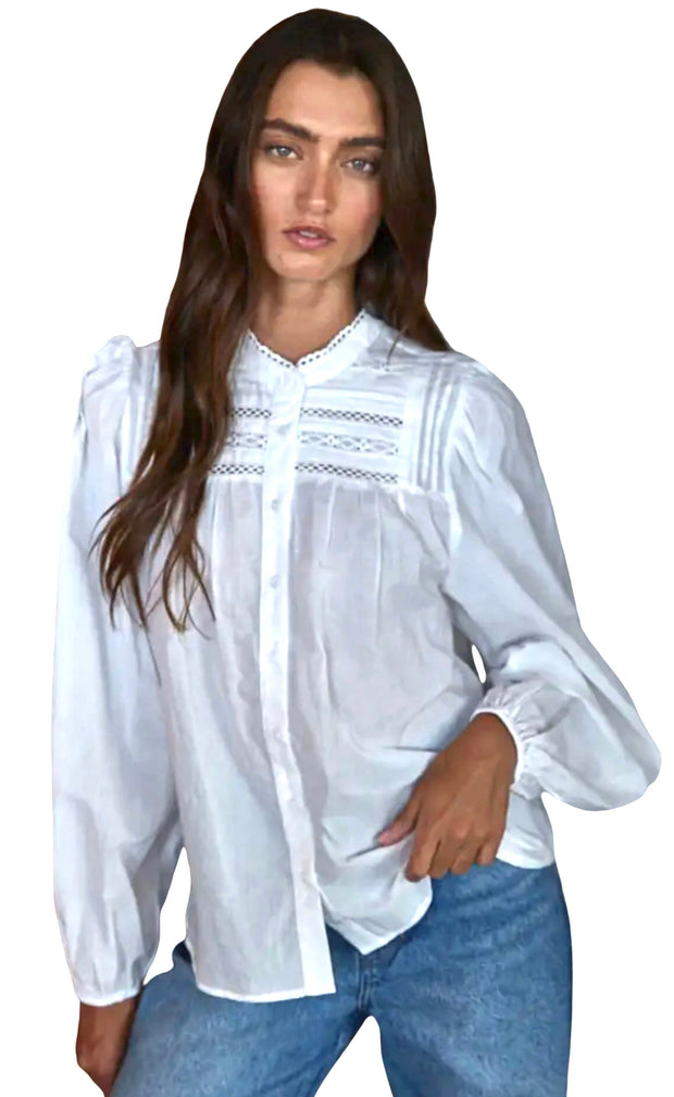 Woven Cotton Button Down Top