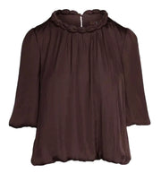 Round Neckline Accent Billowy Blouse