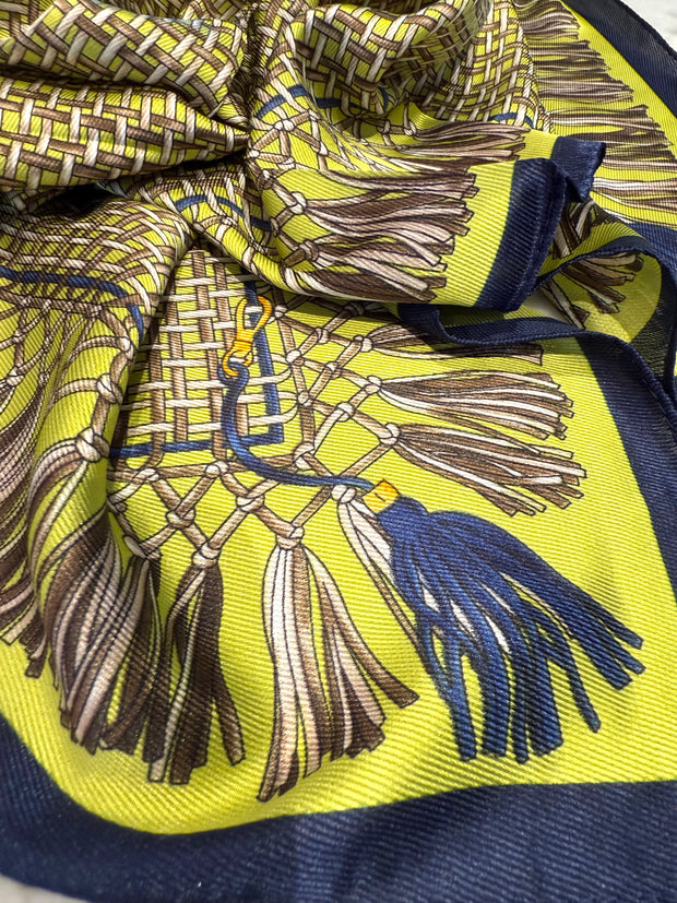 Tassel And Rope Print Silk Scarf