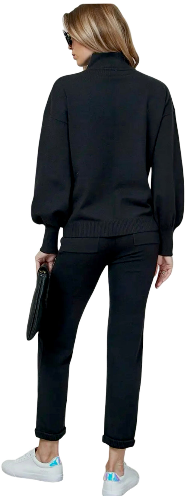 Knit Solid Top and Pants Casual Set