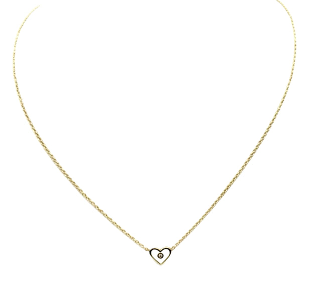 Enameled Heart w/ Diamond 14kt Gold Necklace