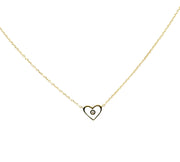 Enameled Heart w/ Diamond 14kt Gold Necklace