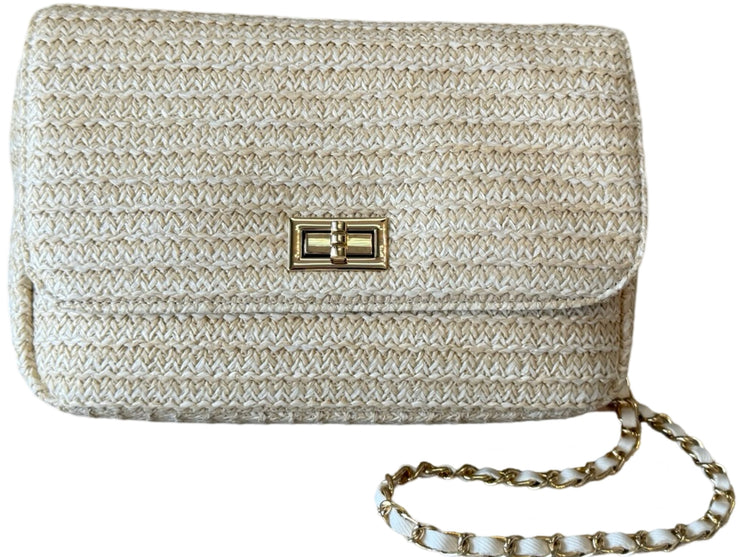 Straw Front Flap Handbag