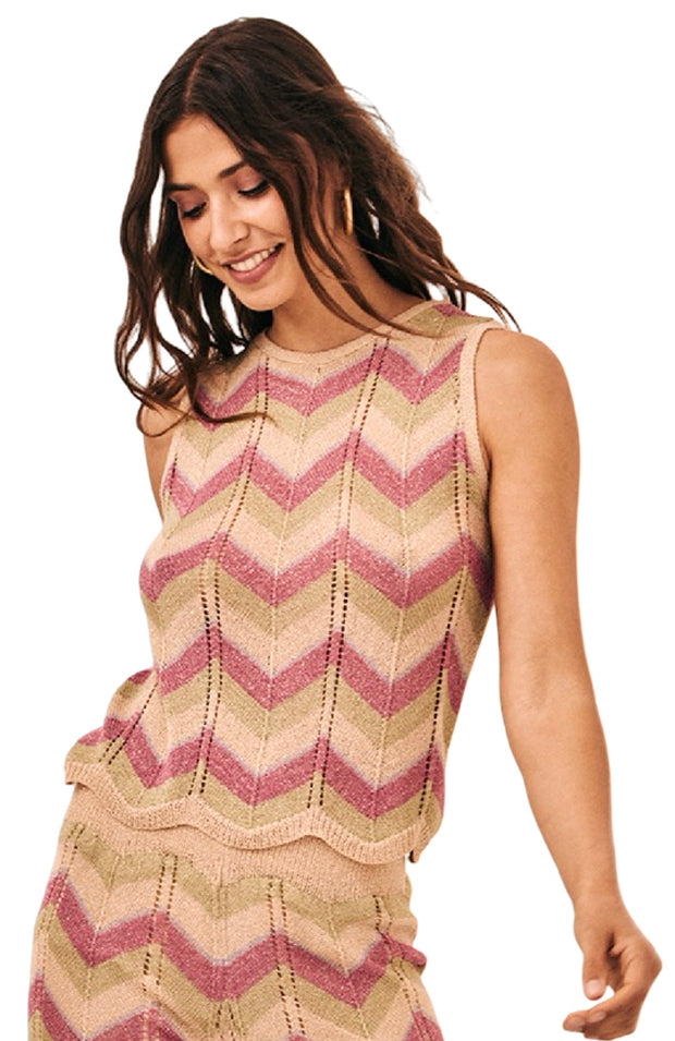 Jacquard ZigZag Knit Top