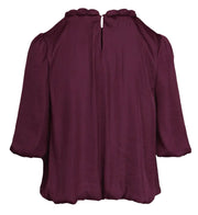 Round Neckline Accent Billowy Blouse