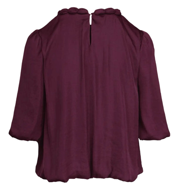 Round Neckline Accent Billowy Blouse
