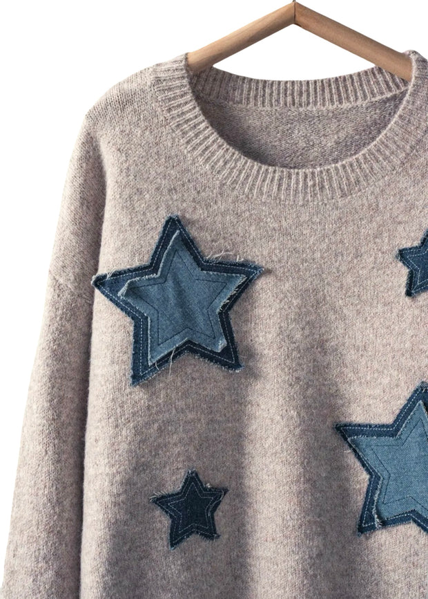 Denim Star Patch Sweater