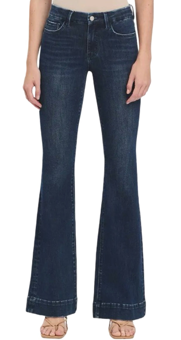Mid Rise Full Length Flare Jeans