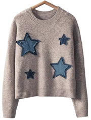 Denim Star Patch Sweater