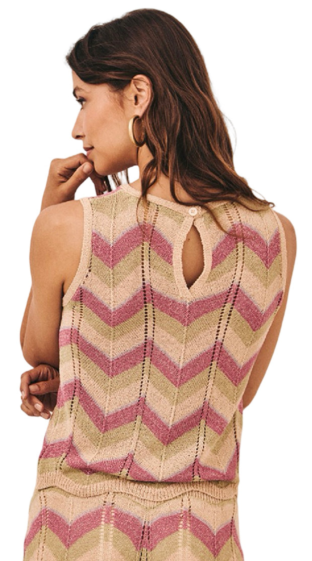 Jacquard ZigZag Knit Top