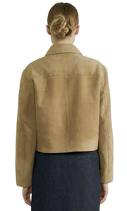 Faux Suede Collared Short Jacket