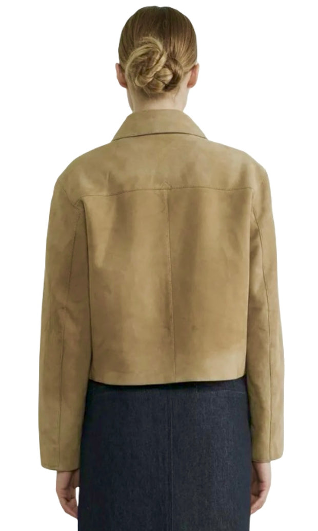 Faux Suede Collared Short Jacket
