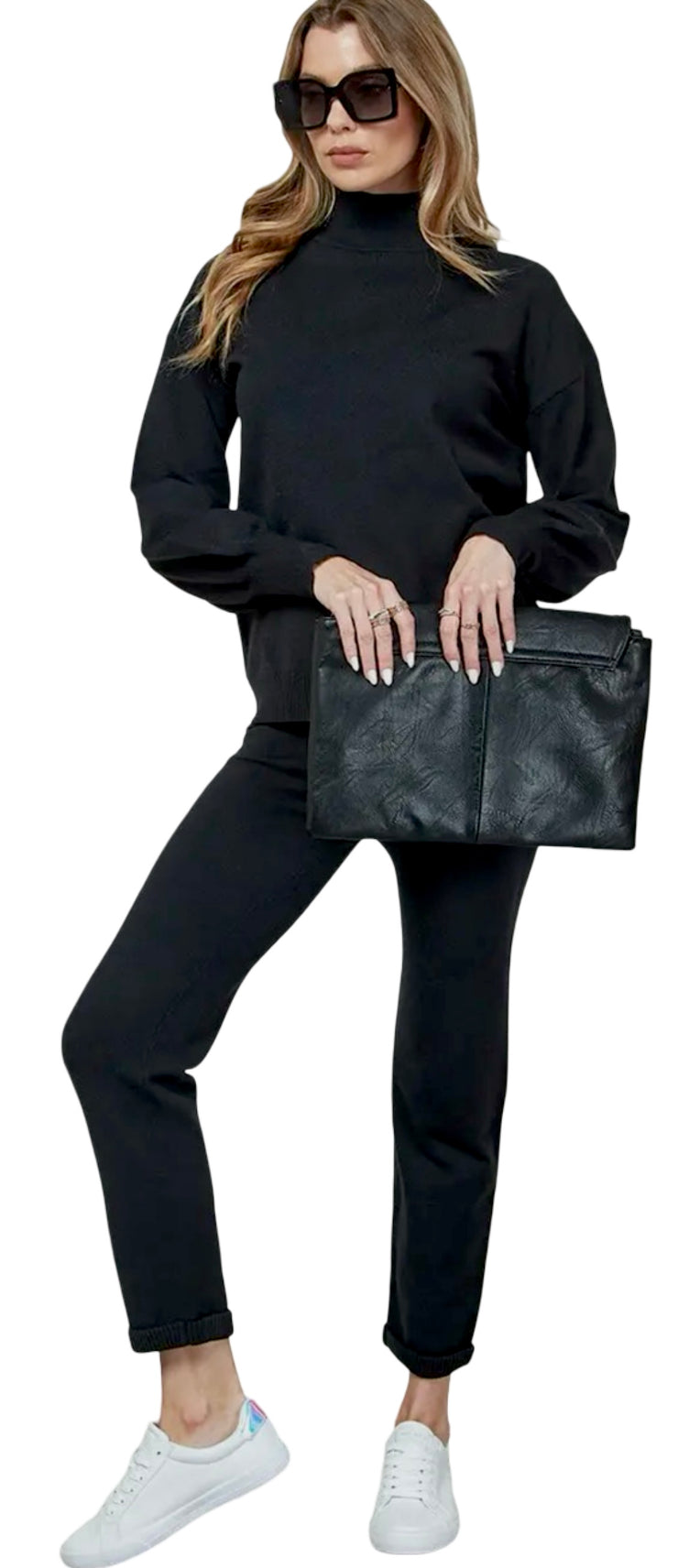 Knit Solid Top and Pants Casual Set