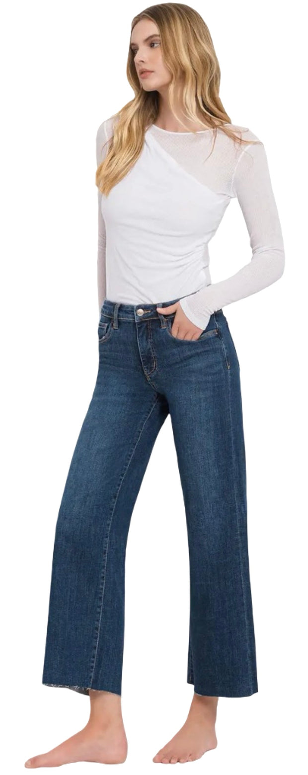 Tummy Control Mid Rise Wide Leg Jean