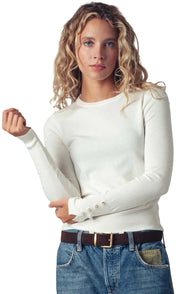 Polished Button Cuff Slim Knit Top