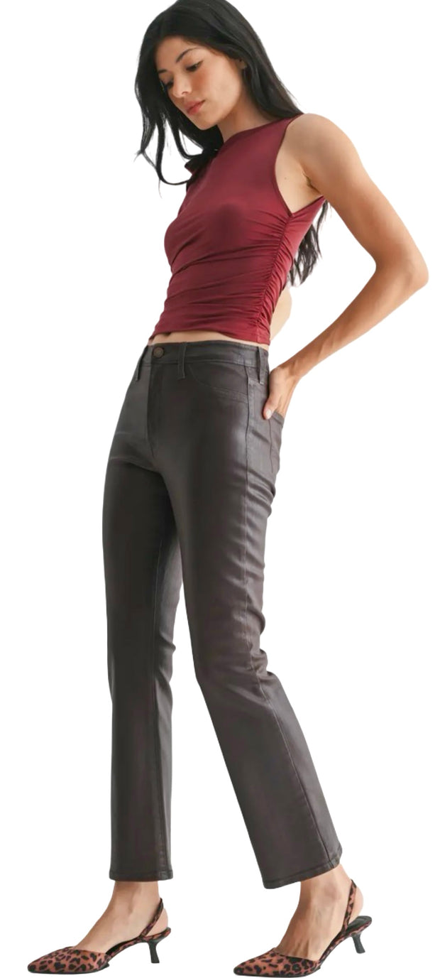 Coated Espresso Slim Cropped Bootcut