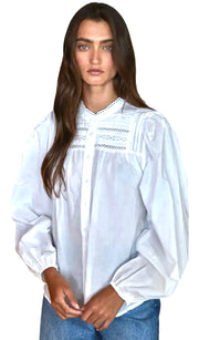 Woven Cotton Button Down Top
